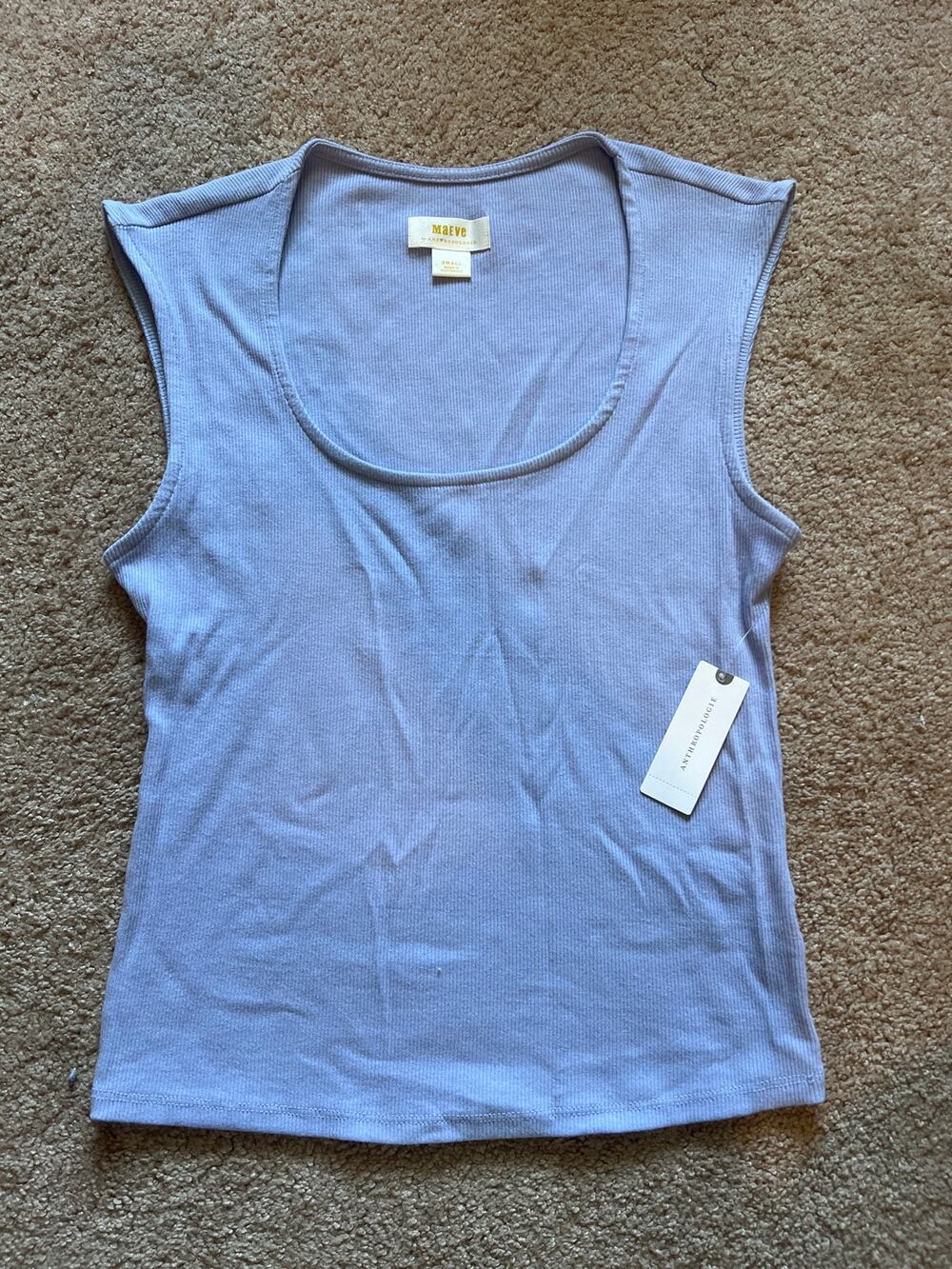 NWT Anthropologie Maeve Light Blue Ribbed Tank Top Size Small‎